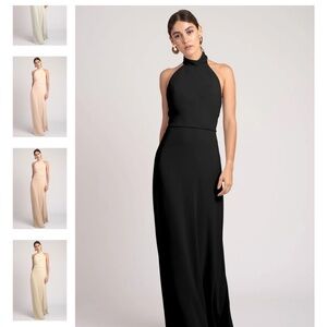 Jenny Yoo Brett Black Halter Bridesmaid Dress
